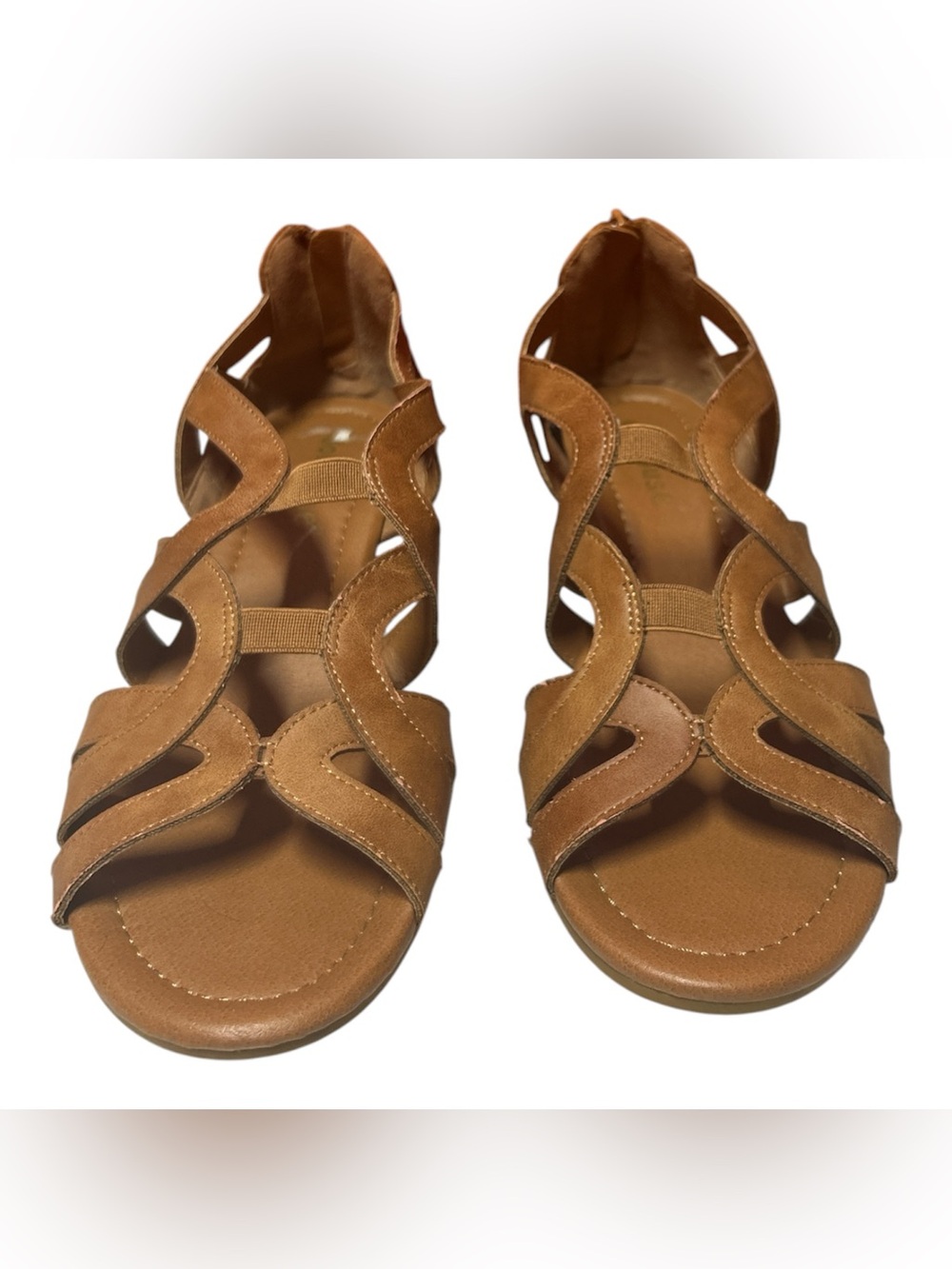 Dollhouse Gladiator Brown Cutout Low Wedge Sandals - Classic Comfort